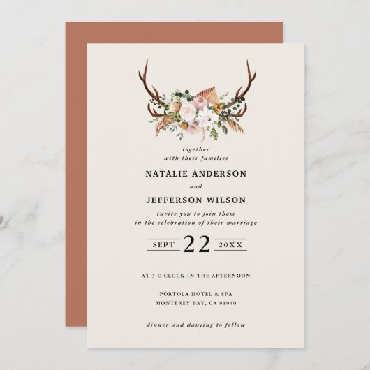 Steg Roestterracotta floral rustige moderne Kaart (Voorkant / Achterkant)