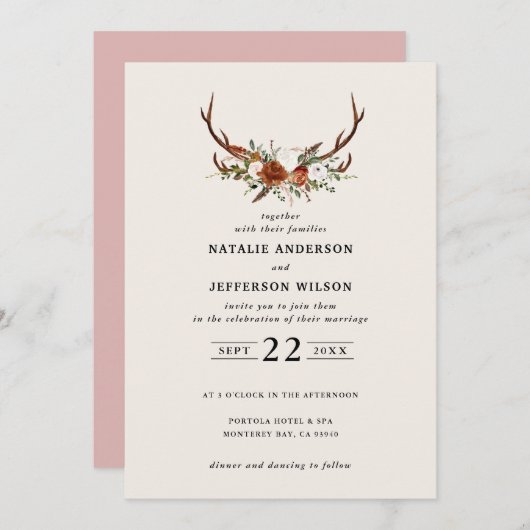 Steg Roestterracotta floral rustige moderne Kaart (Voorkant / Achterkant)