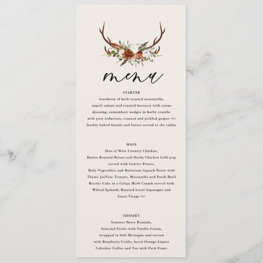 Steg Roestterracotta floral rustige moderne Menu (Voorkant)