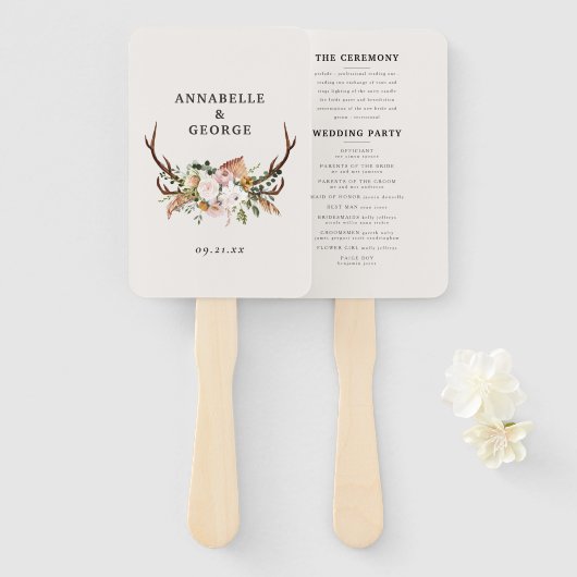 Steg roestterracotta floropink chic handwaaier (Voorkant en achterkant)