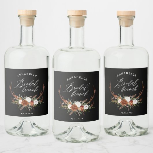 Steg roestzwart botanisch brunch likeurfles etiket (Flessen)