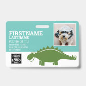 Stegasaurus Kinderarts Dagopvang Medewerker Foto Badge (Voorzijde)