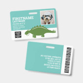 Stegasaurus Kinderarts Dagopvang Medewerker Foto Badge (Voor- en achterkant)