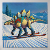 Stego-Slopes: Skiën Stegosaurus Wandkunst Poster (Voorkant)