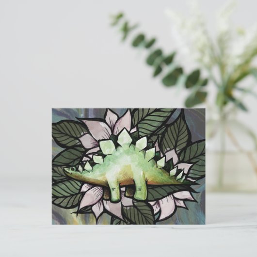 Stegosaur Dinosaur Flower Dinosaurs Briefkaart (Staand voorkant)