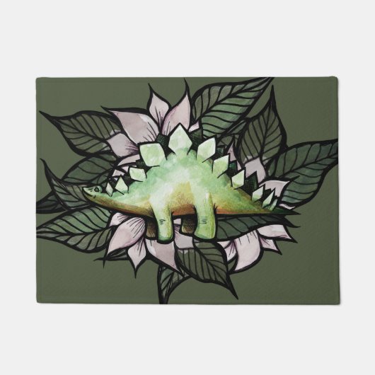 Stegosaur Dinosaur Flower Dinosaurs Deurmat (Voorkant)