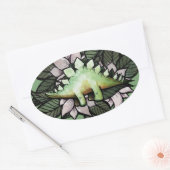 Stegosaur Dinosaur Flower Dinosaurs Ovale Sticker (Envelop)