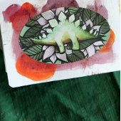 Stegosaur Dinosaur Flower Dinosaurs Ovale Sticker