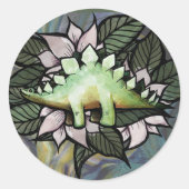 Stegosaur Dinosaur Flower Dinosaurs Ronde Sticker (Voorkant)