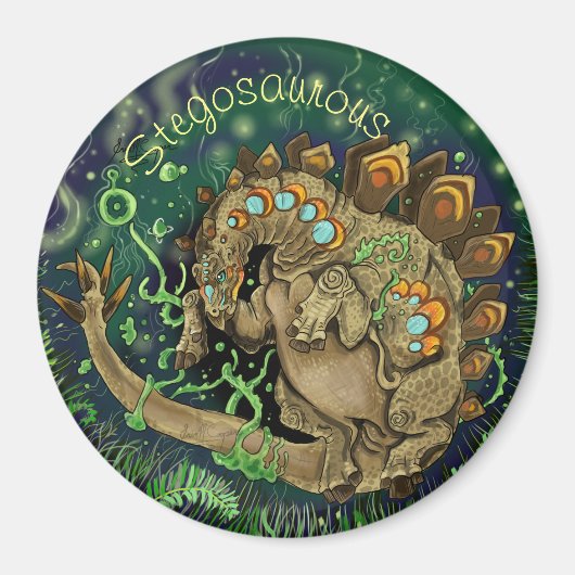 Stegosaurous Dinosaur Art Magneet (Voorkant)