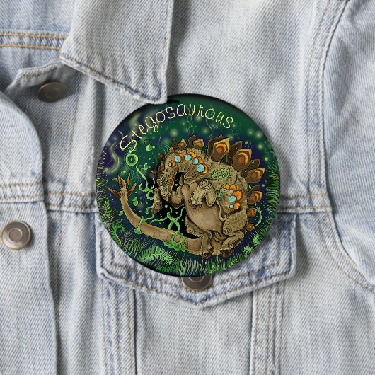 Stegosaurous Dinosaur Art Ronde Button 4,0 Cm (In situ)