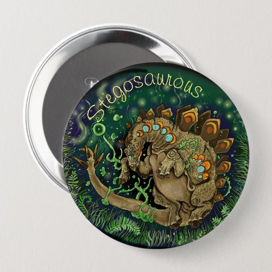 Stegosaurous Dinosaur Art Ronde Button 4,0 Cm (Voorkant /achterkant)
