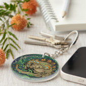 Stegosaurous Dinosaur Art Sleutelhanger (Voorkant Rechts)