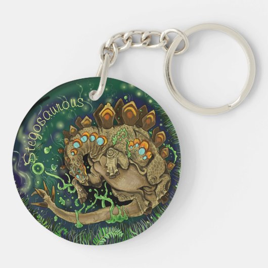 Stegosaurous Dinosaur Art Sleutelhanger (Achterkant)