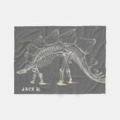 Stegosaurus aan de Max Dinosaur Botten grijs Fleece Deken (Voorkant (Horizontaal))