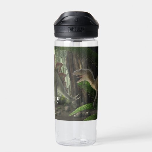 Stegosaurus and Deinonychus With Name Waterfles (Achterkant)