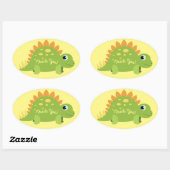 Stegosaurus Dinosaur Birthday Party Bedankt Ovale Sticker (Vel)