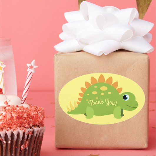 Stegosaurus Dinosaur Birthday Party Bedankt Ovale Sticker (Feest)