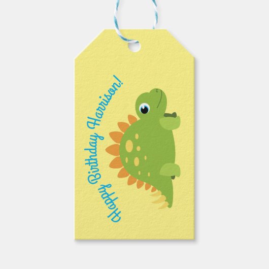 Stegosaurus Dinosaur Birthday Party Cadeaulabel (Voorkant)