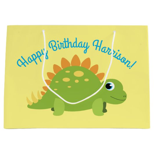 Stegosaurus Dinosaur Birthday Party Groot Cadeauzakje (Voorkant)