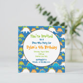 Stegosaurus Dinosaur Birthday Party Invitations Kaart (Staand voorkant)