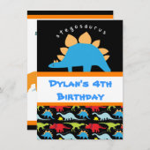 Stegosaurus Dinosaur Birthday Party Invitations Kaart (Voorkant / Achterkant)