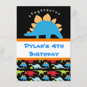 Stegosaurus Dinosaur Birthday Party Invitations Kaart