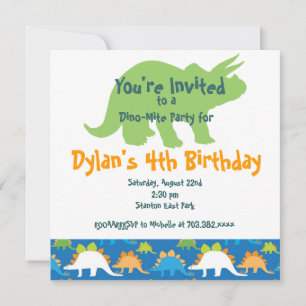Stegosaurus Dinosaur Birthday Party Invitations Kaart