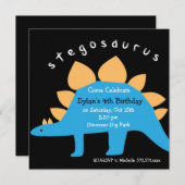 Stegosaurus Dinosaur Birthday Party Invitations Kaart (Voorkant / Achterkant)