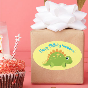 Stegosaurus Dinosaur Birthday Party Ovale Sticker