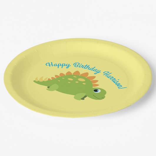 Stegosaurus Dinosaur Birthday Party Papieren Bordje (Gekanteld)