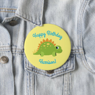 Stegosaurus Dinosaur Birthday Party Ronde Button 4,0 Cm