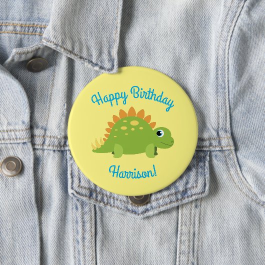 Stegosaurus Dinosaur Birthday Party Ronde Button 4,0 Cm (In situ)
