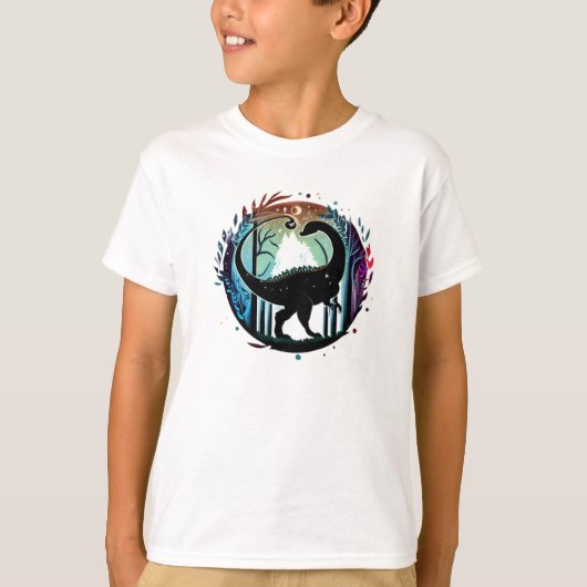 Stegosaurus Dinosaur Bos Silhouet Ontwerp T-shirt (Voorkant)