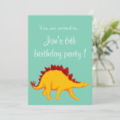 Stegosaurus dinosaur boyfeestje kaart (Staand voorkant)
