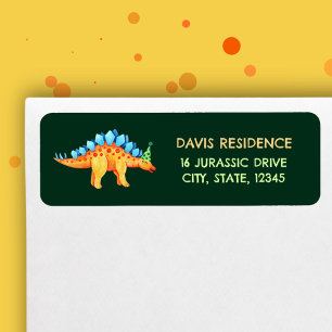 Stegosaurus Dinosaur Boys Verjaardag Waterverf Etiket