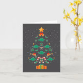 Stegosaurus Dinosaur Christmas Tree Xmas Long Slee Kaart (Gele Bloem)