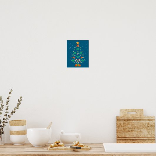 Stegosaurus Dinosaur Christmas Tree Xmas Long Slee Poster (Keuken)