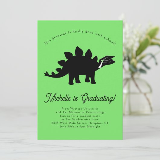 Stegosaurus Dinosaur Dino Graduation Party Kaart (Staand voorkant)