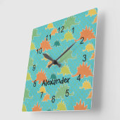 Stegosaurus Dinosaur-Kinderen Vierkante Klok (Hoek)