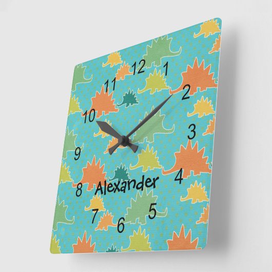 Stegosaurus Dinosaur-Kinderen Vierkante Klok (Hoek)