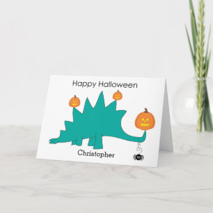 Stegosaurus Dinosaur Pompoenen Halloween Kaart