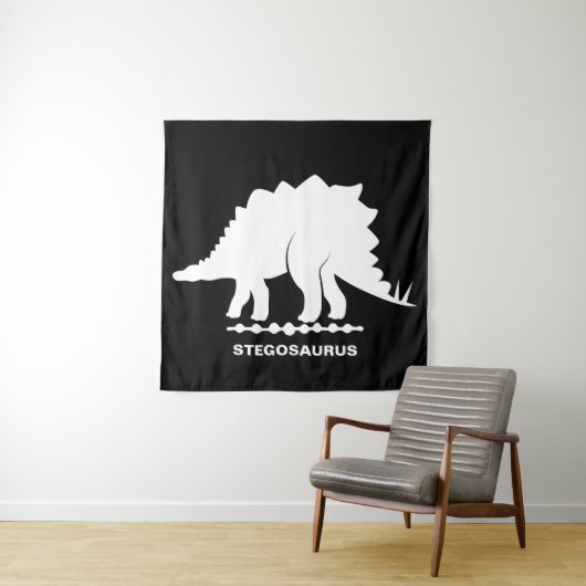 Stegosaurus Dinosaur Silhouet Tapijt Wandkleed (In situ)