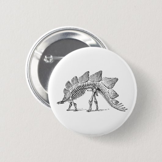 Stegosaurus Dinosaur Skeleton Fossil Ronde Button 5,7 Cm (Voorkant /achterkant)