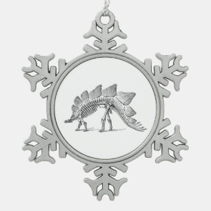 Stegosaurus Dinosaur Skeleton Fossil Tin Sneeuwvlok Ornament