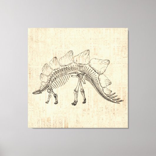 Stegosaurus Dinosaur Skeleton  Script Paper Canvas Afdruk (Voorkant)