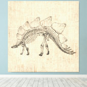 Stegosaurus Dinosaur Skeleton  Script Paper Canvas Afdruk (Insitu (Houten vloer))