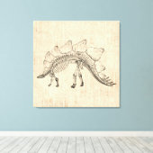 Stegosaurus Dinosaur Skeleton Script Paper Canvas Afdruk (Insitu (Houten vloer))