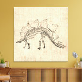 Stegosaurus Dinosaur Skeleton Script Paper Canvas Afdruk (Insitu (Woonkamer))