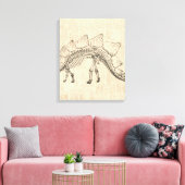 Stegosaurus Dinosaur Skeleton Script Paper Canvas Afdruk (Insitu (Woonkamer))